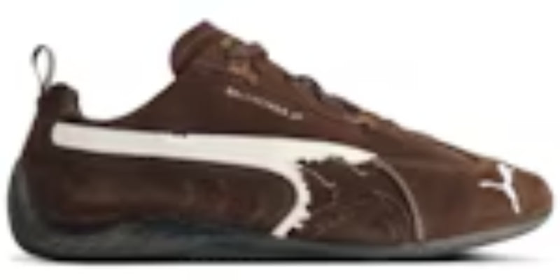 Men's Best Takkies Walking Balenciaga x P Speedcat Suede Distressed Brown White Sneakers Shoes