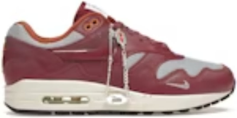 Mens Air Cusion 1 Patta Waves Rush Maroon with Bracelet Slip On Takkies Shoes Sneakers