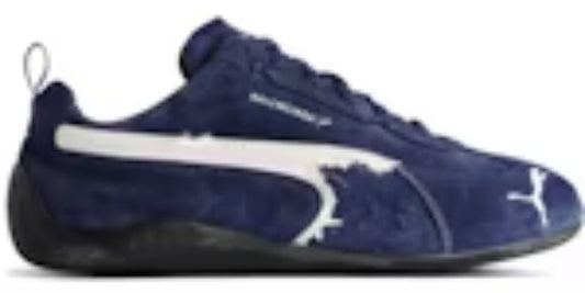 Men's Cheap Takkies Sale Balenciaga x P Speedcat Suede Distressed Navy White Sneakers Shoes