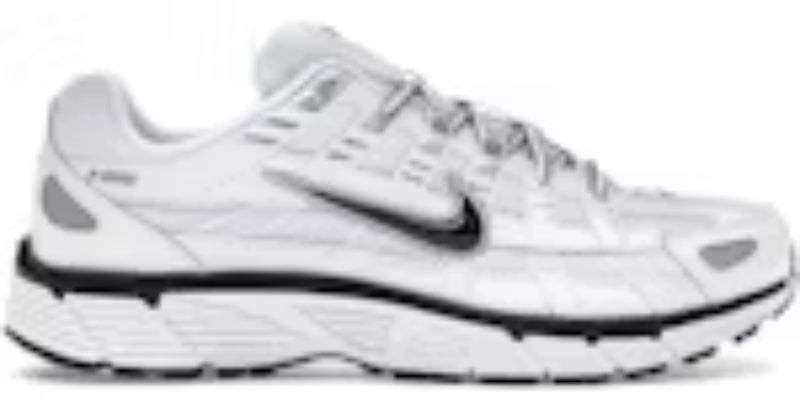 Mens P-6000 White Metallic Silver Black Takkies Shoes Shoes Sneakers