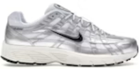 Mens P-6000 White Metallic Silver Flat Silver Black Nice Takkies Shoes Sneakers