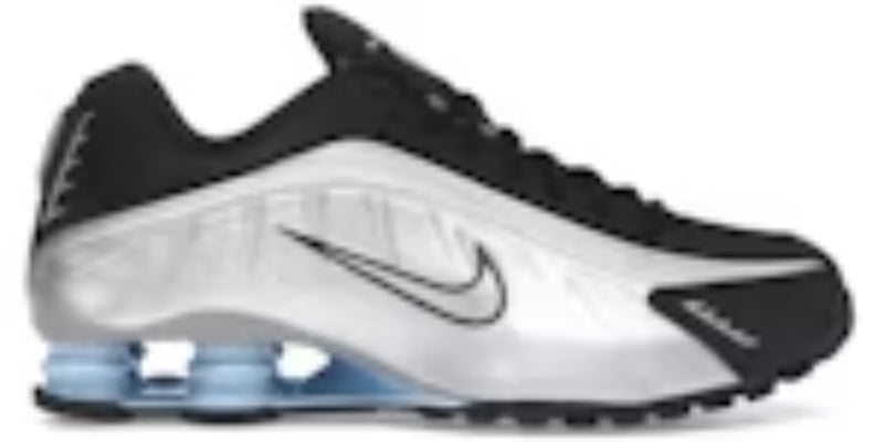 Mens Shox R4 Metallic Silver Black Psychic Blue Best Takkies Shoes Sneakers
