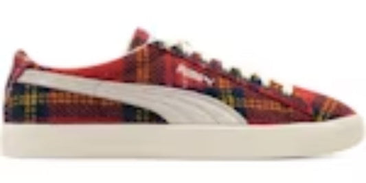 Men's Slip On Takkies P Suede Vintage Harris Tweed Tartan Red Sneakers Shoes